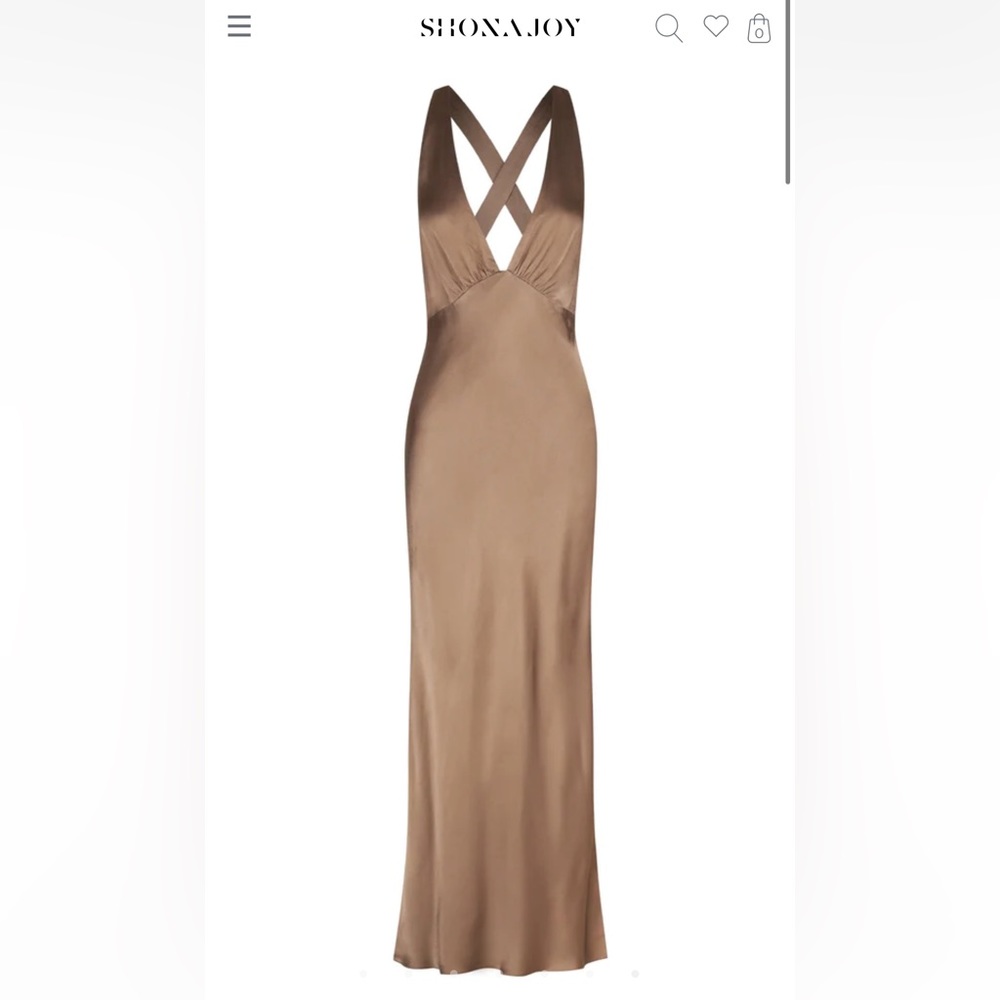 NWT- Shona Joy Milo Plunged cross back midi dress in cacao.